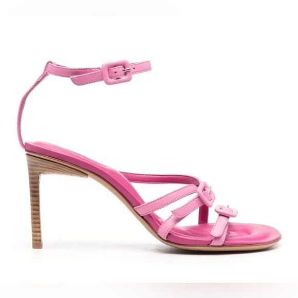 JACQUEMUS Bubblegum Pink Calf Leather Carmague Sandals Size 36 New in Box NWT - Picture 6 of 14